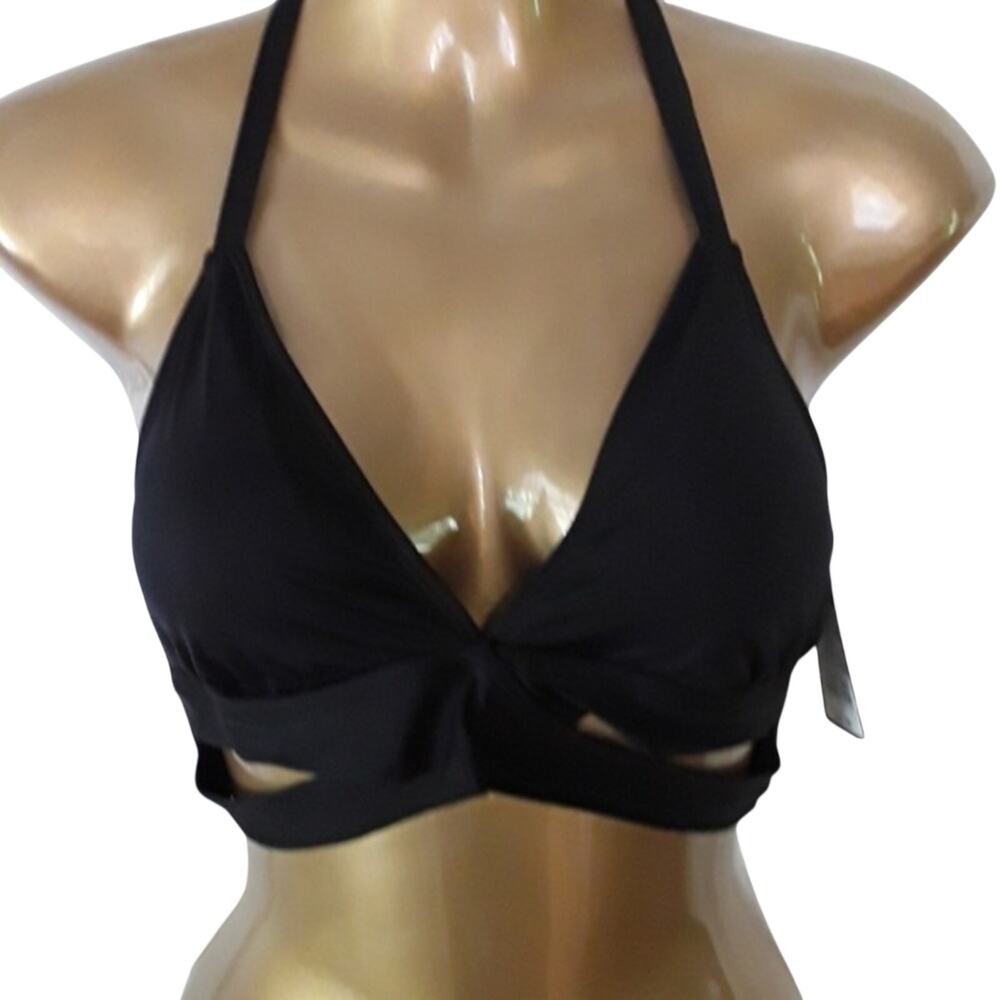 NWT Sz Sm Mossimo Strappy Black Halter Bikini Top